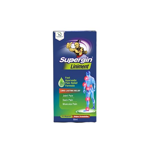Image of Supergin Liniment Oil 50ml | Ayurvedic Pain Relief Liniment for Joint Pain, Knee Pain, Back Pain & Muscle Pain | Fast Absorbing Herbal Oil for Arthritis, Stiffness, Sprain & Shoulder Pain Relief