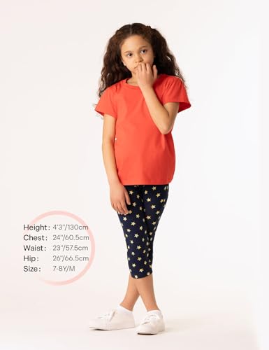 LAPASA Girls Leggings Pants 4 Pack Cotton Knit Toddler Print Solid Multipack Stretchy Soft Multicolor Long/Capri G11/G194