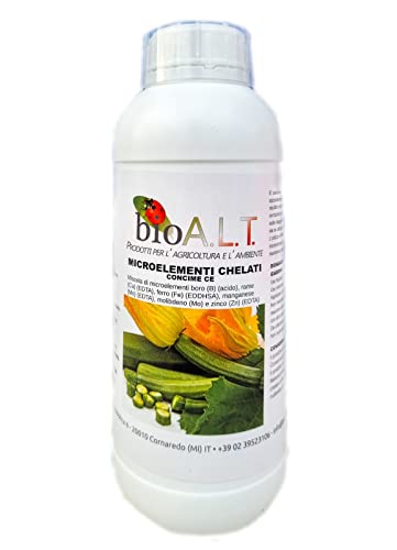 Microelementi Chelati Concime Fertilizzante Contiene Ferro Chelato Trattamenti Urgenti e Correttivi per il Giusto Apporto Nutritivo per Tutte le Piante Solubile in Acqua per Agricoltura Biologica 1 LT