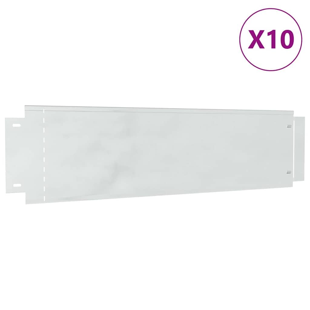 Lot de 10 bordures de pelouse argentées en acier galvanisé - 100 x 25 x 0,07 cm - Bordure de jardin en métal pour parterres et chemins