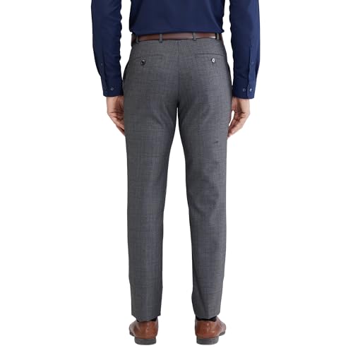 Image of Raymond Men's Slim Fit Mid Rise Solid Pattern Poly Viscose Blend Flat Front Formal Trouser
