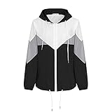 Womens Lightweight Rain Jacket Waterproof Hooded Windbreaker Colorful Lake Black XL