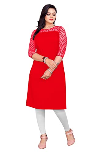 Image of Dream Beauty Fashion Poly Net Straight Crepe Formal Casual Kurta /Kurti for Women and Girls