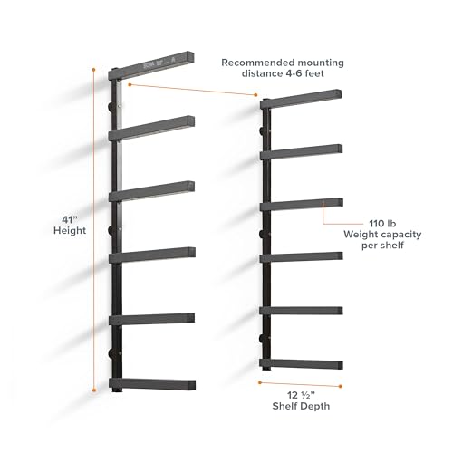 Image of BORA Wood Rack, 6-Level Wall Mount Lumber Storage Rack for Wood Storage