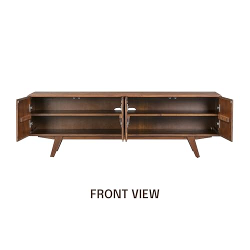 NTC Sapa Mid-Century Modern Solid Wood TV Stand 4-Door Media Console with Carved Geometric Fronts for TVs up to 75", Effortless Assembly, Dark Walnut - Image 5