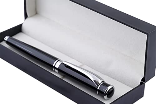 Image of amazon basics Ballpoint Pen with Case for Office, Home and Gifting (Black Body, Blue Ink)