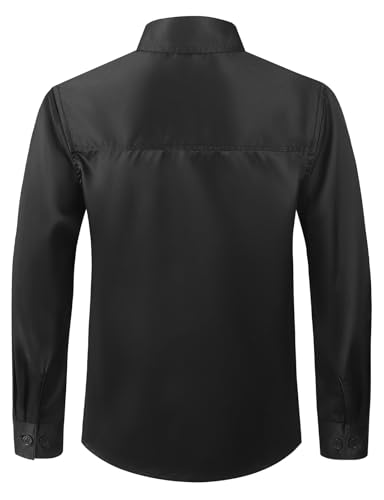 Spring&Gege Boys Dress Shirt Sateen Long Sleeve Wrinkle-Free Solid Formal Wedding Button Down Shirts2