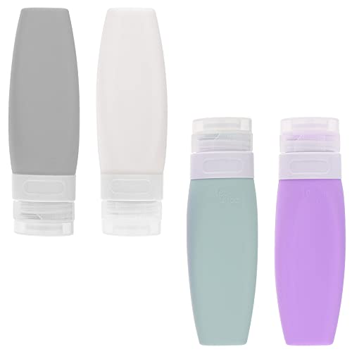Beavorty 4 Piezas Botella de gel de sílice botellas de viaje portátiles contenedor de champú bomba the gel bottle botella reutilizable neceser para maquillaje dispensador de loción de viaje