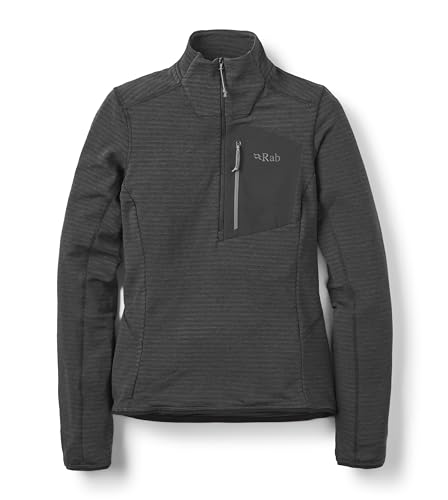 Rab Women’s Ascendor Light Pull-On - Half-Zip Fleece Coat for Climbing, Skiing, & Mountaineering - Black - X-Small