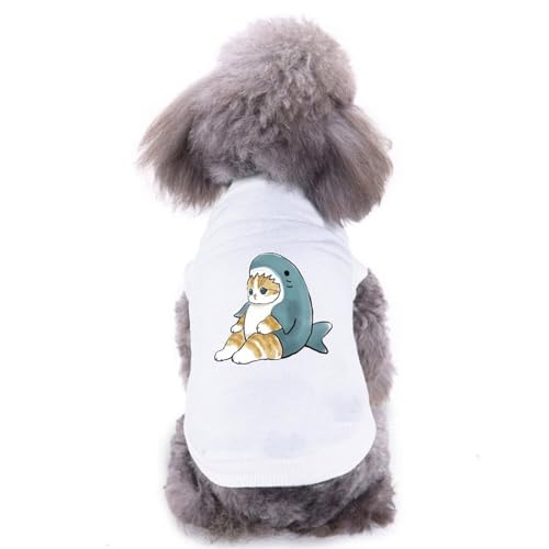 犬の服 タンクトップTシャツ サメにゃん ベスト スポーツ服 洋服 パジャマ カップ ル服 上着 春夏服 小中大型犬服猫服 脱毛保護 日焼き防ぐ 虫除け お散歩 記念撮影 犬用コスチューム(ホワイト/L)