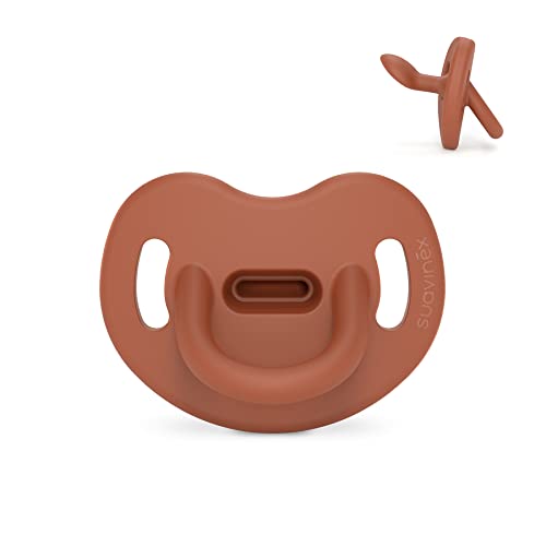 Suavinex, Chupete Todo Silicona, para Bebés 6/18 Meses, Chupete con Tetina Anatómica Sx Pro, Súper Blandito y Flexible, Ideal para Dormir, Colour Essence, Teja