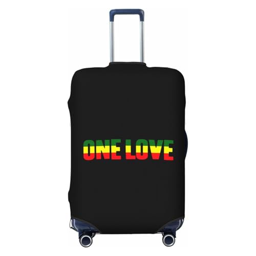 One Love with Rasta Travel Luggage Cover Suitcase Protector Fits 29-32 Inch Case(Black,XL)