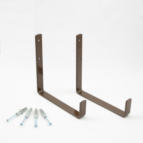 Menz - Soporte para cajas de flores, para montaje en pared, 4 pares, color marrón, para cajas de flores de hasta 15 cm de ancho, fabricado en Alemania