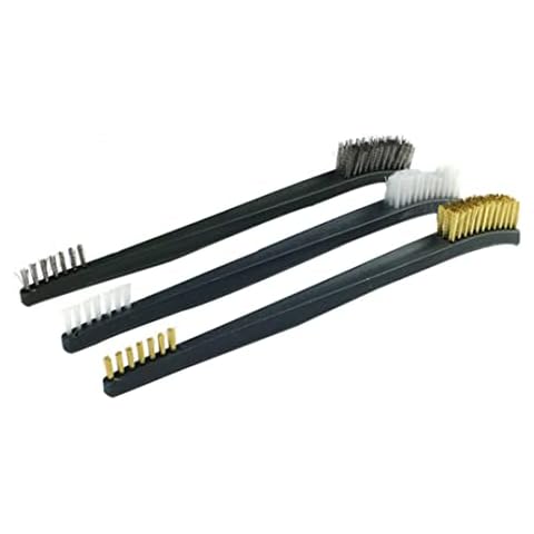 Wire Brush Set of 3PCS, Stainless Steel for Cleaning Rust 7 Inches Application to Polishing Grinding Fitter, Machinery, Curved Handle Small Steel Brush for Clean Oil Pollution Cover