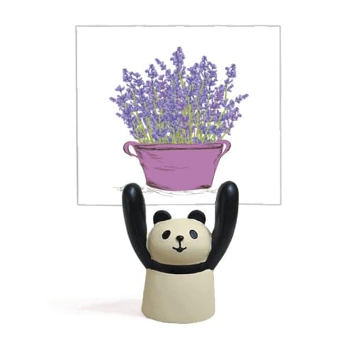 紫色のラベンダーの花鉢の植物 付箋棚キャラクターパンダ棚飾り