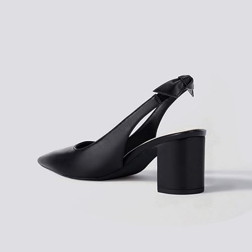 Image of Juliet Holy Womens Pumps Pointed Toe Slip on Slingback Cute Bowknot Classic Chunky Block Heels