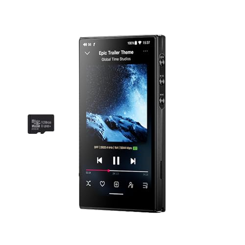 160G MP3 Player, JadeAudio/FiiO JM21(3+32G) Android 13 Hi-Res Music Player with Snapdragon 680, Bluetooth WiFi USB DAC 12.5H Playtime, up to 2TB (Black with 128G SD Card)