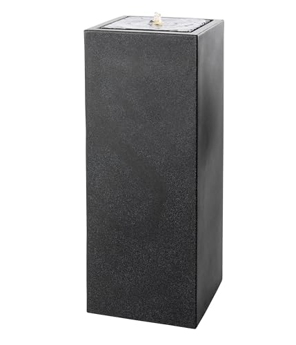 Dehner Gartenbrunnen Glonn, Solarbrunnen frostbeständig, Brunnen für Außen, mit LED Beleuchtung, ca. 90 x 35 x 35 cm, Polyethylen, schwarz