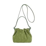 GDKRTNAJ Bolsos de mano vintage de ante para mujer: bolso tote, bolso bandolera, bolso tipo cubo con cordón ajustable, bolso de diario (Green,One size)