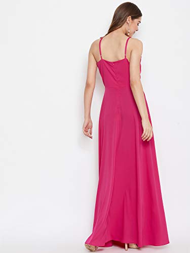 Image of Berrylush Red Solid V Neck Maxi Dress
