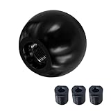 Car Round Ball Gear Shift Knob, Aluminum Alloy Gear Shift Stick Head for Most Manual Vehicles with 3 Adapters M8, M10, M12 (Black)