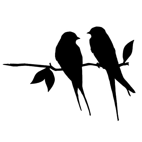 Moslate Silhouette d'oiseau en métal - Noir en Fer forgé Oiseau Silhouette Oiseaux sur la Branche, Colibri Wall Art déco pour la Maison Jardin Cour Patio extérieur