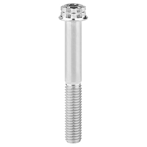 Image of Titanium Flange 12 Point Head M8 x15 20 25 30 35 40 45 50 55 60 65 80mm Screw Bolt Pack of 4 (Normal Titanium, M8x80mm)