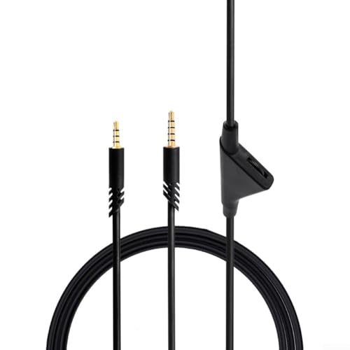 Ersatz-Audiokabel für Logitech A10 A30 A40 Kopfhörer mit integrierter Lautstärkeregler (schwarz), 2 m