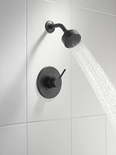 Image of Delta Modern 14 Series Shower Faucet Set, Matte Black Shower Head and Handle Set, Valve Trim Kit, Matte Black T14259-BL-PP (Valve Not Included)