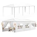 White Party Tent 10x30 Outdoor Canopy Tents for Parties Heavy Duty Patio Gazebo Shelter with 8 Removable Sidewalls Wedding BBQ Events Tent for Birthday Graduation Backyard Garden