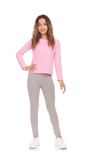 Pink Angel 2-Pack Toddler and Big Girls Leggings: Light Grey Cotton Spandex Stretch Pants for Kids – School, Dance, Yoga, and Ballet Clothing4