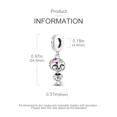 NARMO 925 Sterling Silver Santa Claus Christmas Tree Charm for Christmas Pumpkin Skeleton Charm for Halloween4
