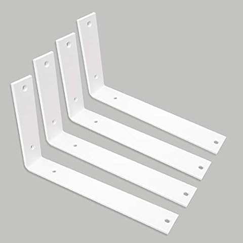 WINKER Shelf Bracket 10 Inch Heavy Duty White Brackets for Shelves Corner L Bracket for Wall Shelves Metal Iron Shelf Brackets Cover