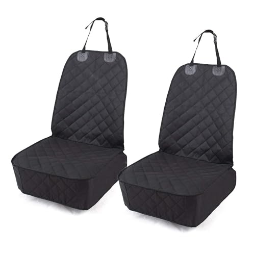 Image of HONEST OUTFITTERS Dog Car Seat Cover 2 Pack, Waterproof Front Seat Car Cover for Cars, Trucks, and Suvs, Pet Front Cover for Cars, Nonslip Dog Seat Cover, Black