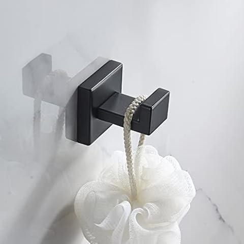 JunSun Bath Robe Hook Modern Design matt Black Little Bath Towel Hook Coat Hook Contemporary Bedroom Hooks Clothes Hook Kitchen Hooks Stainless Steel Wall Mounted Hook Garage Hooks Matte Black Cover