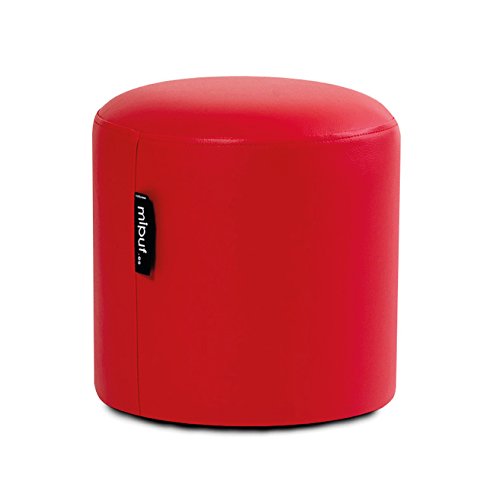 MiPuf - Puff Taburete Redondo | Puff con Relleno Incluido Válido como Reposapies Salon | Taburete Dormitorio Versatil con Estructura Sólida y Amoldable | Tapizado para Exterior | Rojo