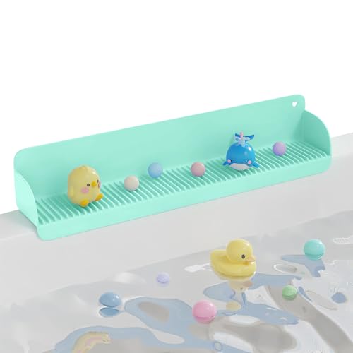 Image of Neepanda Splash Guard for Bathtub, Silicone Bathtub Topper & Bath Storage Tray, Longer and Higher Water Splash Guard, Bathroom Accessories for Family (Green)