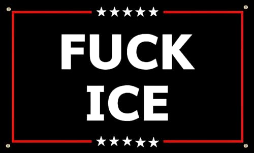 Vrogadso Fuck ICE Flag Anti Trump Flag 3x5 Feet Protest Black Political Statement Polyster Banner with 4 Grommets