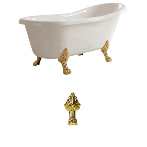 Baignoire îlot rétro 160x75 cm - 4 pieds patte de lion Doré Poli - Leona