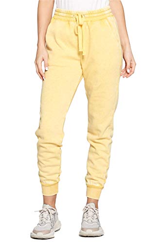 Khanomak Women's Casual Cotton Activewear Lounge Jogger Pants Sweatpants Yellow Large