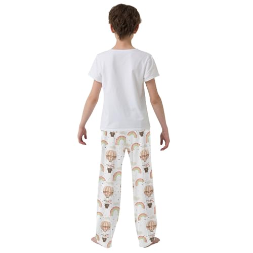 Bunny Hot Air Balloon Boys Long Pants Soft Trousers Elastic Waist Kids Lounge Bottoms with Pockets S-XL3