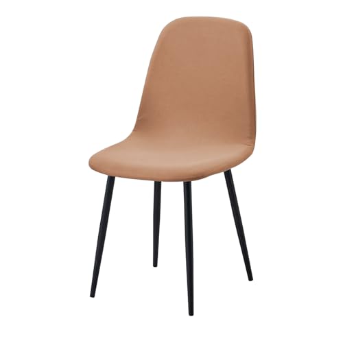 Image of HOKIPO 'SereneSolids' 140 GSM Shell Chair Cover, Mid Century Modern Dining Chair Cover, Pack of 1, Camel (AR-6248-CML)