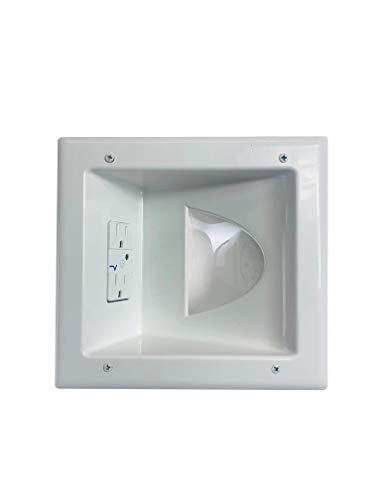 DATA COMM Electronics Media Plate with Duplex Surge Suppressor, White, 0 US