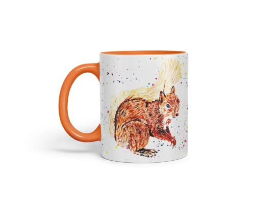 Vixar Tasse colorée en forme d'écureuil avec animaux naturels - Cadeau d'anniversaire, de travail, de bureau, de thé et de café (orange)