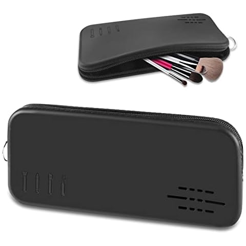 Yotako Makeup Brush Holder Travel, Silicone Makeup Brush Holder Makeup Brush Travel Case Silicone Travel Makeup Bag for Organizing Brushes Makeup Tools (Black) Cover
