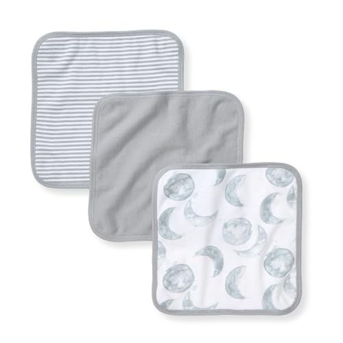 Burt's Bees Baby Infant Washcloths, 100% Organic Cotton, Soft and Super Absorbent Knit Terry & Woven Terry Wash Cloth