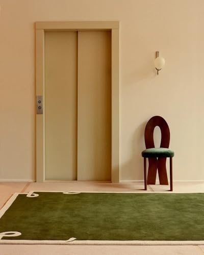 Image of Hand-Tufted Wool Carpet for Hall 4x6 feet Green Anti-Skid High Pile Thick Carpet & Rugs for Living Room & Hall