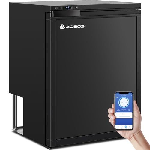 AAOBOSI 65L Campervan Fridge Camping Refrigerator with APP Control 12V Fridge Freezer for Campervan Car Truck Boat Motorhome Travel