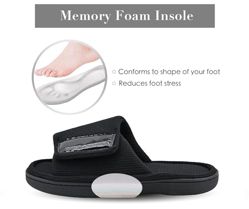 Image of Panda Bros Adjustable House Slippers for Men Soft Open Toe Breathable Indoor Outdoor Slip on Slides Slippers with Memory Foam for Home Bedroom