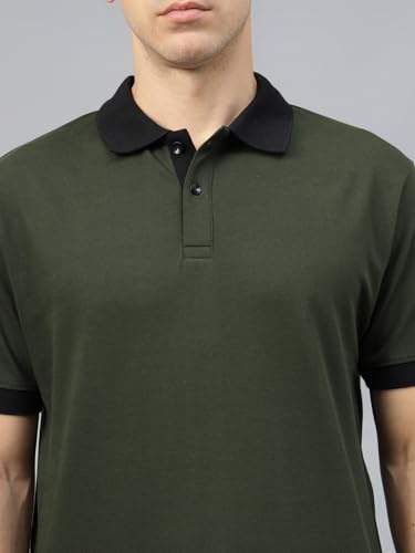 Image of Veirdo Pure Cotton Half Sleeves Regular Fit Plain Solid Classic Polo Collar T-Shirt for Men & Boys (Color Options- Black, Maroon & Olive)